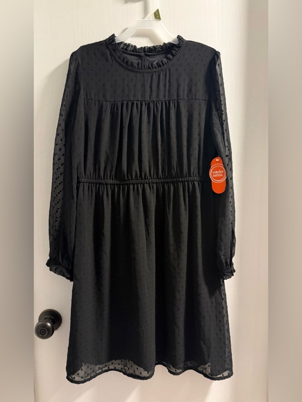 NWT Wonder Nation Black Sheer Sleeves - Swiss Dot Formal Girls Dress